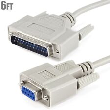 6FT Serial RS232 9-Pin DB9 Female to 25-Pin DB25 Male Molded Null Modem Cable PC picture