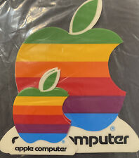 4 Original Vintage Apple Computer Stickers Rainbow Logo in Plastic Still Sealed picture