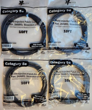 LOT OF 4 NEW BLACK 10FT CAT5e ETHERNET LAN NETWORK CABLE CAT5e RJ45  QTY 4 picture