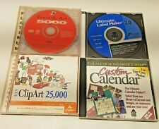 4 VTG PC Graphics Label, Clip Art, & Calendar Making Software CDs Lot  90s/2000s picture