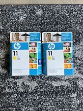 Set Of Two — Genuine HP 11 Yellow Ink Cartridge C4838A Retail Box Exp 2010 picture