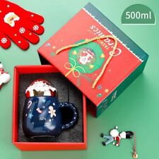 Christmas Ceramic Coffee Mugs with Gift Box, 16oz Ceramic (Blue) picture