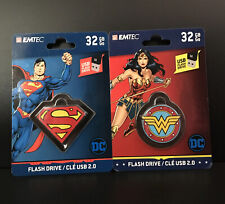 EMTEC 32GB FLASH DRIVE (lot of 2) SUPERMAN & WONDER WOMAN DC COMICS BRAND NEW picture