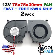 12v Gdstime 75x75x30mm Brushless Turbo Blower Cooling Fan 75mm 7530 2-pin 2-Pack picture