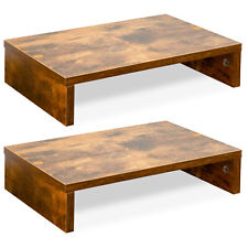 Monitor Stand Riser-2 Pack, Rustic Brown Wood Adjustable Dual Monitor Riser picture