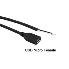 5x Micro USB 5 Pin Female Jack 2 Pin 2 Wire Charge Cable Cord Connectors DIY 1ft picture