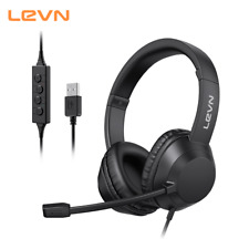 LEVN USB Headset With Microphone Noise Cancelling & Audio Controls Wired Headset picture