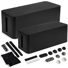 Cable Management Box, 2 Pack - Black Cord Organizer and Hider for Wires picture