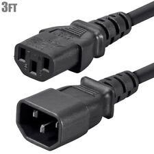 3FT Power Cable Extension Cord IEC 60320 C14 Male to C13 Female 16 Gauge 3-Prong picture