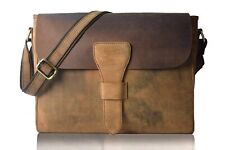 Handmade Vintage Hunter Leather Laptop & Messenger Bag For Men's (Size16 inch ) picture