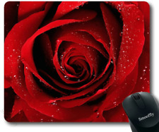 Smooffly Flower Gaming Mouse Pad,Red Rose with Water Droplets Customized Rectang picture