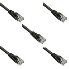 Pack of 5 Cables Snagless 150 Foot Cat5e Black Ethernet Network Patch Cable picture