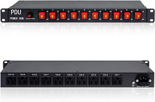 10 Outlet Horizontal 1U Rack Mount PDU Power Strip - Surge Protection 10 Individ picture