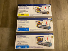 LOT OF 3 OPEN BOX Brother 2 X TN-221C & 1 X TN-221Y Genuine Toner Cartridge picture
