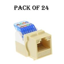 24x RJ45 Cat5E Keystone Jack Tool Less Snap-in Network LAN Ethernet 8P8C Ivory picture