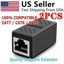 2x RJ45 Inline Coupler Cat7/Cat6/Cat5e Ethernet Network Cable Extender Connector picture