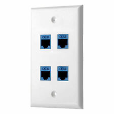 Ethernet Wall Plate CAT6 4-Port Single Gang Keystone Network Female to Female picture