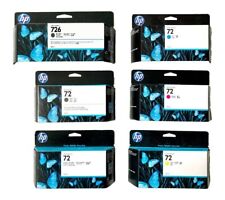 Set 6 Genuine Sealed HP 726 Matte Blk and 72 Cyn Mag Yel PK Gray Inks 2016-2018 picture