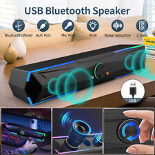 Computer PC Bluetooth Speakers Wired USB Powered Soundbar w/AUX Microphone Port picture