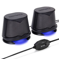 Computer Speakers USB Powered Blue LED Glow Lights 10W Peak Sound picture