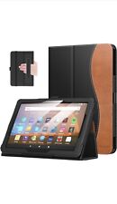 Moko Black W/ Brown Slim Folding Stand Case for Amazon Fire 7 w/ Grip picture