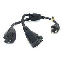 1 Feet US 3 Prong AC Power Y Cable Cord Extension Splitter M/F 16 AWG PC Monitor picture