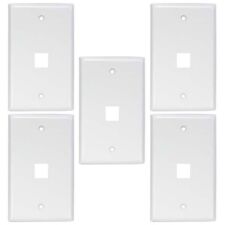 5 Pcs 1-Gang 1 Port Hole Keystone Wall Plate Jack Snap In Insert Faceplate White picture