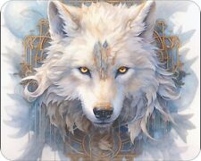 Rare White Wolf Art Mouse Pad Stunning Photos AI Drawing Mousepad picture