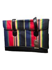 Merona Cross Body Navy Striped Lined Computer Bag  picture