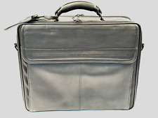 Vintage Kensington Black Leather Multi Compartment Laptop Traveler Carrying Case picture