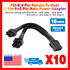 10pk PCIe Power Adapter 8 Pin to Dual 8 Pin (6+2) For Mining Graphic Cards 16AWG picture