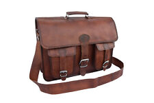 17 In Goat  Leather Satchel Messenger Bag Office Briefcase Laptop Shoulder Bags picture