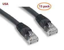15pcs PTC Cat 6 Patch Black Ethernet Internet LAN Network Cable 100 ft Lot 15pcs picture
