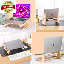 Wood Laptop Stand Universal Computer Stands for Desk Vertical Holder Wooden Rise picture