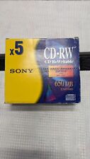 Sony CD RW Rewritable Disc 5 Pack 650 MB 5CDRW650HS High Speed Drive 4X-10X NEW picture