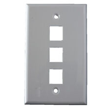 10- 3 Port Keystone Cat5 Cat6 RG6 Keystone Faceplate in White  USA Seller picture