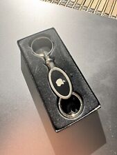 OOP APPLE COMPANY STORE HQ OVAL BLACK w/SILVER LOGO VALET 2 RINGS KEY CHAIN FOB picture