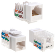 5 pack lot Keystone Jack Cat5e Network Ethernet 110 Punchdown 8P8C White Cat5 picture