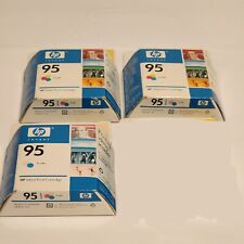 lot of 3 HP 95 Tri-Color Ink Cartridges C8766WN vivera New Sealed NOS EXPIRED picture