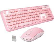 FOPETT Wireless Keyboard & Mouse Set Reliable 2.4 GHz Connectivity Pink Cream picture