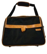 Hartmann Laptop Briefcase Black Nylon Tan Leather Trim Travel Carry On Bag picture