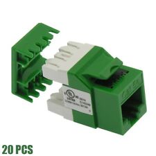 20x CAT5E RJ45 Network LAN Ethernet 180 Degree Keystone Jack 110 Type 8P8C Green picture