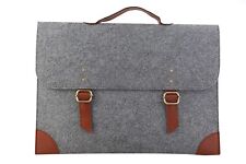 Grey Felt and Vegan/PU Leather Slim Vintage Laptop Cover Case Sleeve Bags for... picture