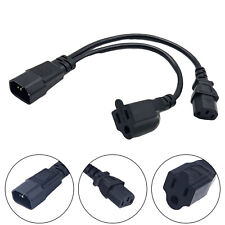 C14 Male To C13 Nema 5‑15R Y Splitter Power Cord PDU Chassis Extension Adapter*1 picture