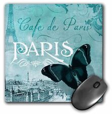 3dRose Café de Paris Teal Butterfly vintage art MousePad picture