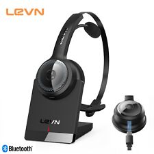 LEVN Bluetooth 5.0 Wireless Headset Microphone AI Noise Cancelling Charging Base picture
