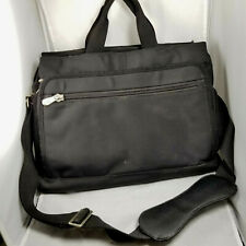 Travelon Large Heavy Duty Canvas Laptop Messenger Bag Black Shoulder Strap  picture