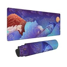 Large Gaming Mouse Pad XL, Japanese Waves and Mountain Full Desk Mousepad wit... picture
