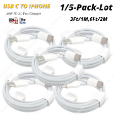 1/5Pack 20W USB-C to iPhone Cable Lot PD Fast Charger For Apple 14 13 12 11 iPad picture