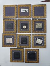 Intel Pentium/ AMD Ceramic CPU Chips Lot of 11 Vintage Gold Recovery picture